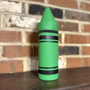 Jot Crayon Shaped Pencil Pouch Crayola Style With Zipper Green Plastic 10 In New